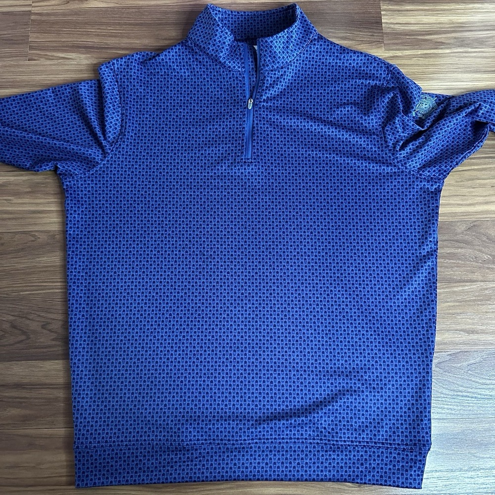 Peter Millar Perth 1/4 Zip Mens Medium Performance Pina Skullada Detroit Golf - Picture 2 of 10
